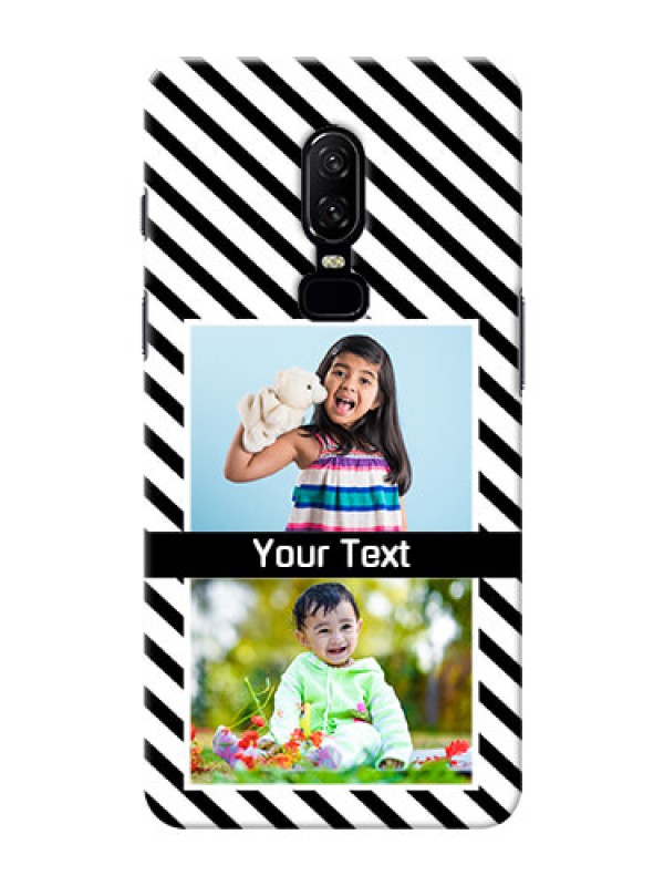 Custom One Plus 6 2 image holder with black and white stripes Design