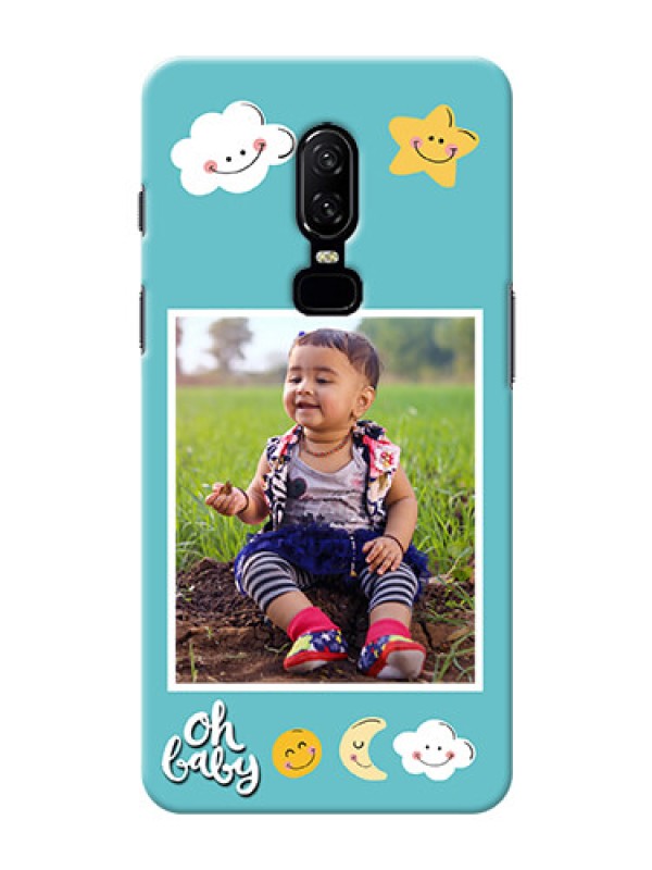 Custom One Plus 6 kids frame with smileys and stars Design