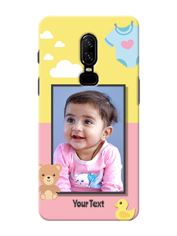 Custom One Plus 6 kids frame with 2 colour design with toys Design