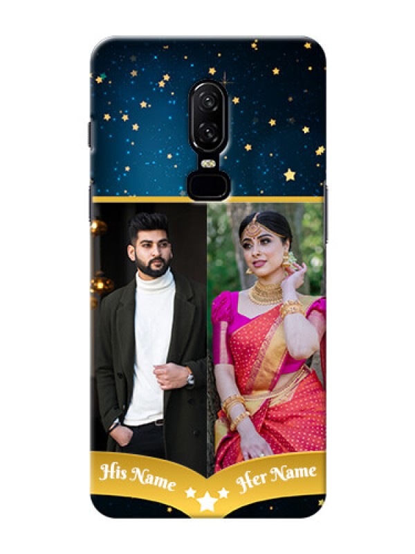 Custom One Plus 6 2 image holder with galaxy backdrop and stars  Design