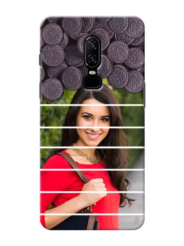 Custom One Plus 6 oreo biscuit pattern with white stripes Design