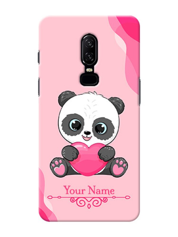 Custom OnePlus 6 Mobile Back Covers: Cute Panda Design