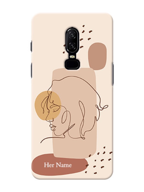 Custom OnePlus 6 Custom Phone Covers: Calm Woman line art Design