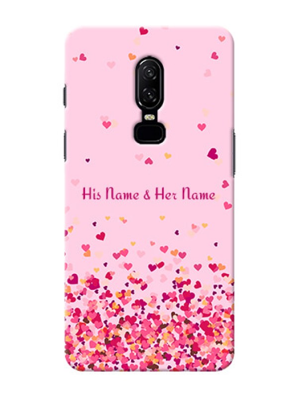 Custom OnePlus 6 Phone Back Covers: Floating Hearts Design
