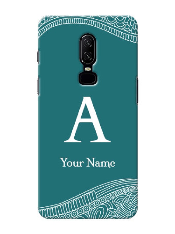 Custom OnePlus 6 Mobile Back Covers: line art pattern with custom name Design