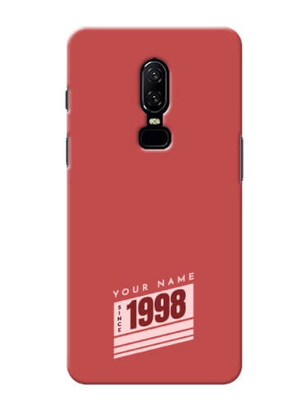 Custom OnePlus 6 Phone Back Covers: Red custom year of birth Design