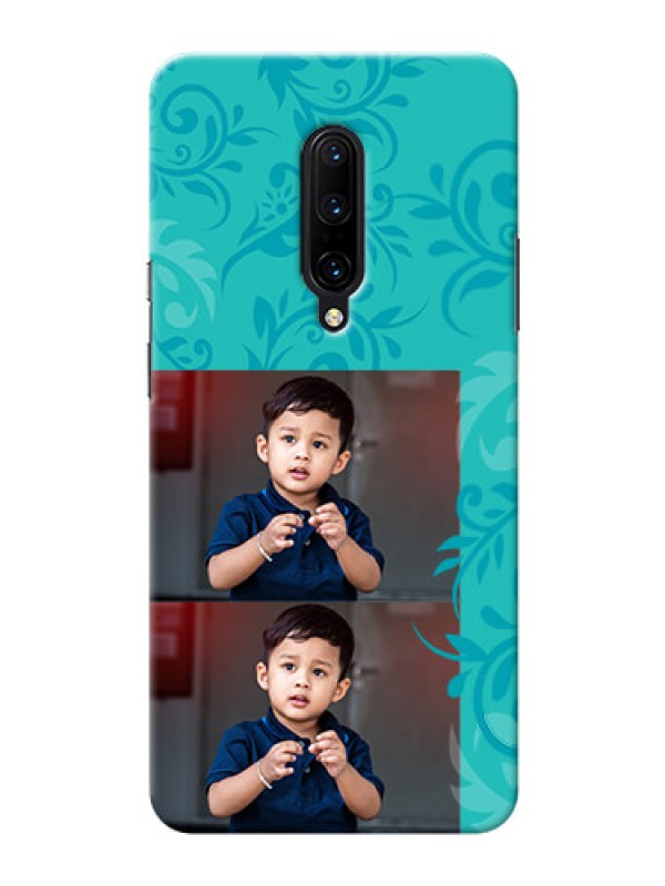 Custom OnePlus 7 Pro Mobile Cases with Photo and Green Floral Design 