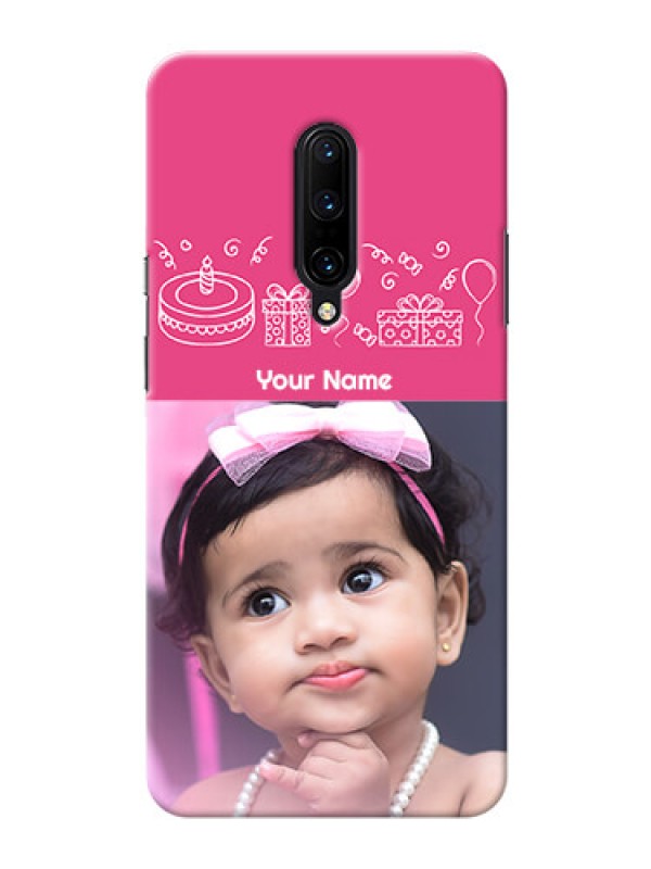 Custom OnePlus 7 Pro Custom Mobile Cover with Birthday Line Art Design