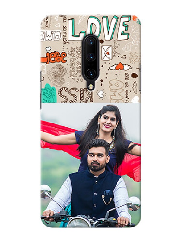 Custom OnePlus 7 Pro Personalised mobile covers: Love Doodle Pattern 