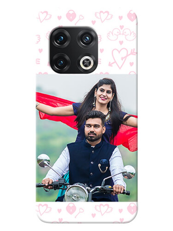 Custom OnePlus 10 Pro 5G personalized phone covers: Pink Flying Heart Design