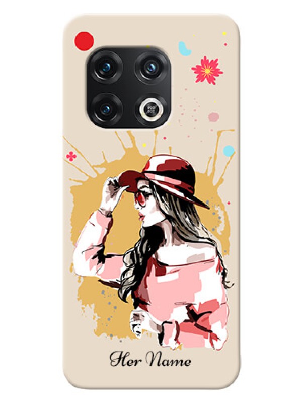 Custom OnePlus 10 Pro 5G Back Covers: Women with pink hat Design