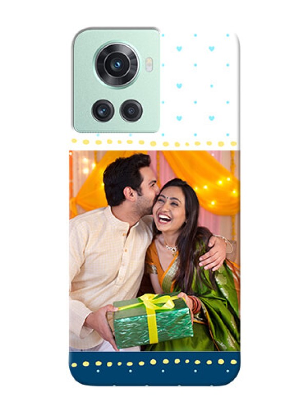 Custom OnePlus 10R 5G Phone Covers: White and Blue Abstract Design