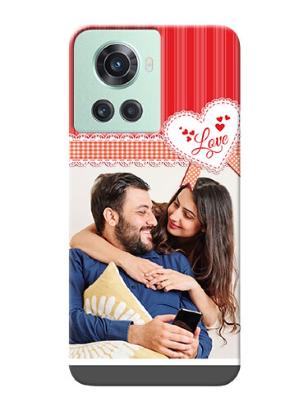 Custom OnePlus 10R 5G phone cases online: Red Love Pattern Design