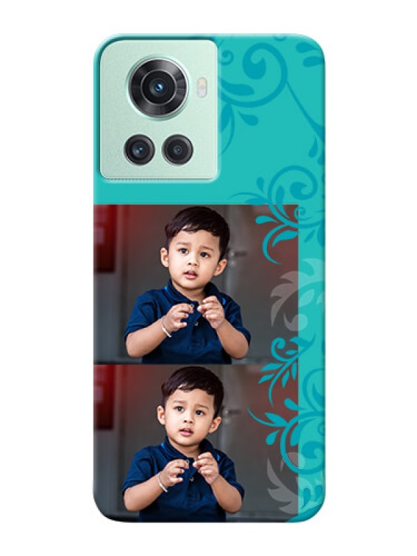 Custom OnePlus 10R 5G Mobile Cases with Photo and Green Floral Design 