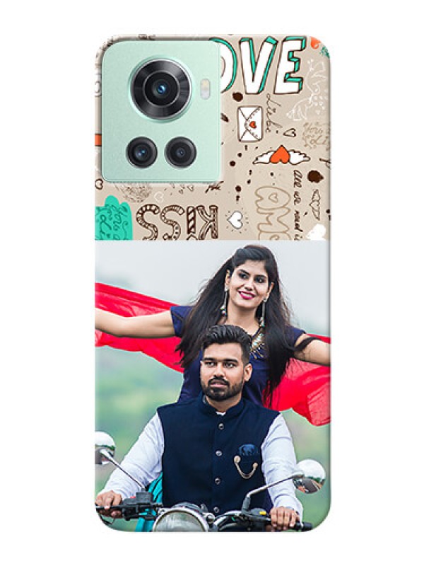 Custom OnePlus 10R 5G Personalised mobile covers: Love Doodle Pattern 