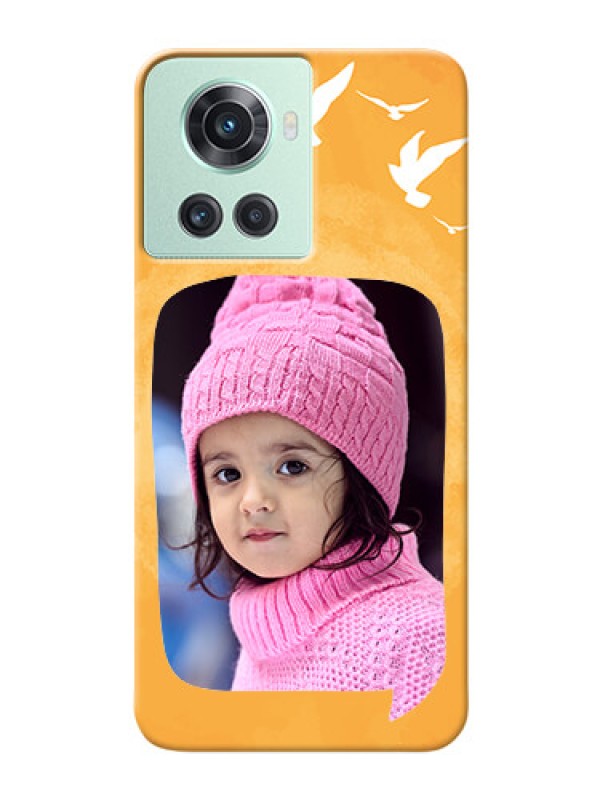 Custom OnePlus 10R 5G Phone Covers: Water Color Design with Bird Icons