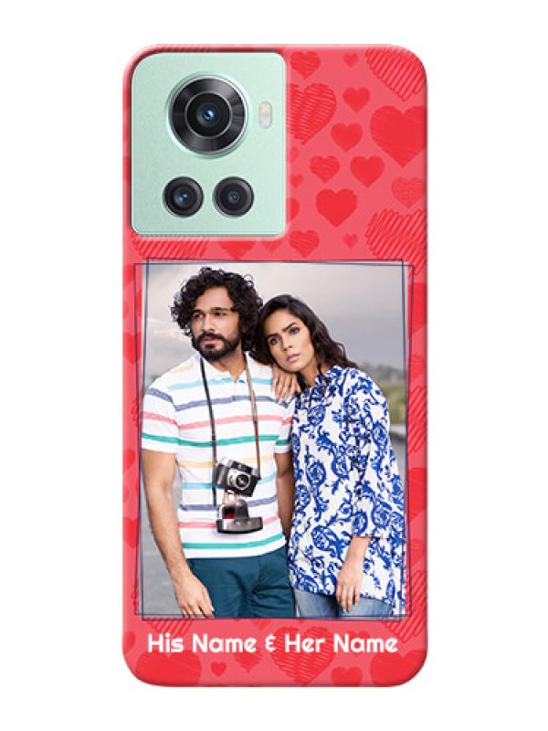 Custom OnePlus 10R 5G Mobile Back Covers: with Red Heart Symbols Design