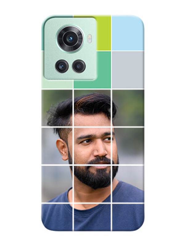 Custom OnePlus 10R 5G personalised phone covers with white box pattern 