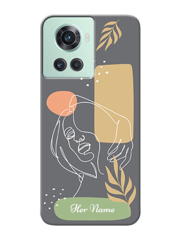 Custom OnePlus 10R 5G Phone Back Covers: Gazing Woman line art Design