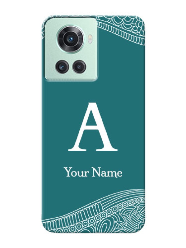 Custom OnePlus 10R 5G Mobile Back Covers: line art pattern with custom name Design