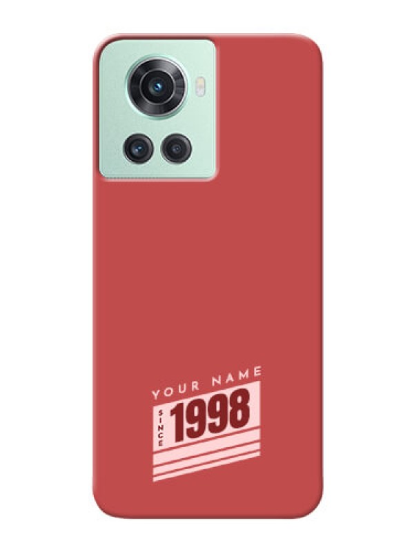 Custom OnePlus 10R 5G Phone Back Covers: Red custom year of birth Design