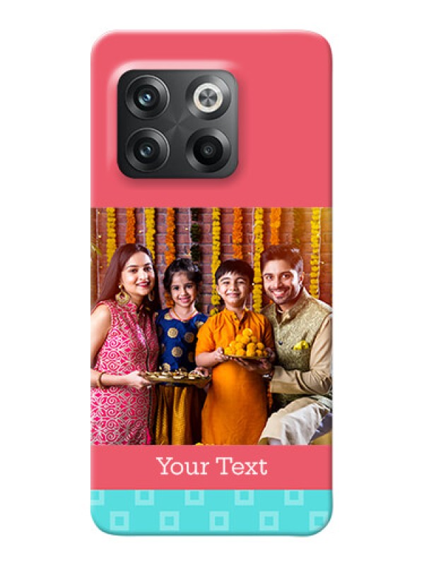 Custom OnePlus 10T 5G Mobile Back Covers: Peach & Blue Color Design