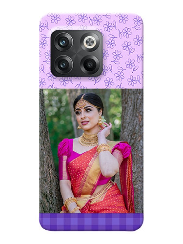 Custom OnePlus 10T 5G Mobile Cases: Purple Floral Design