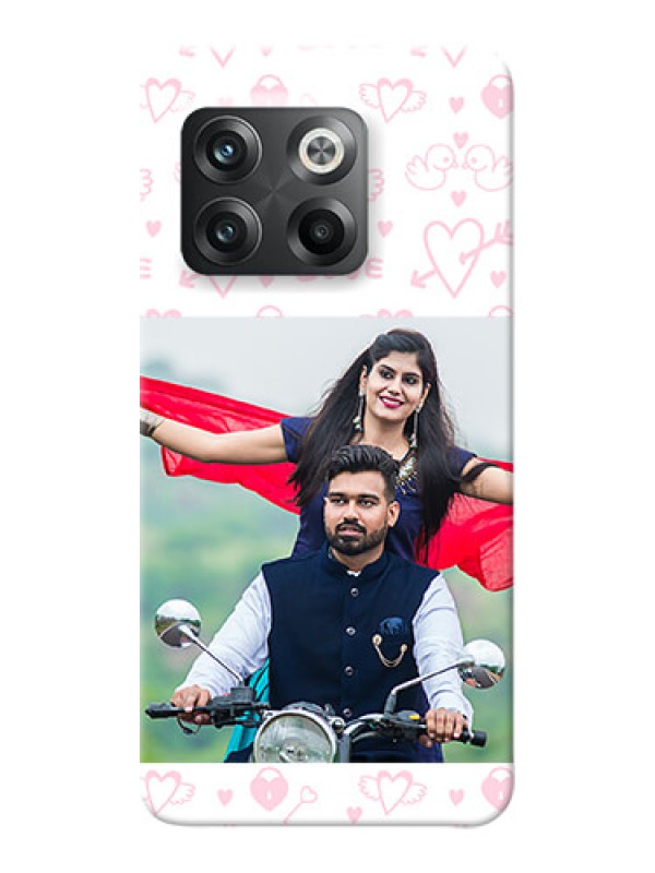 Custom OnePlus 10T 5G personalized phone covers: Pink Flying Heart Design