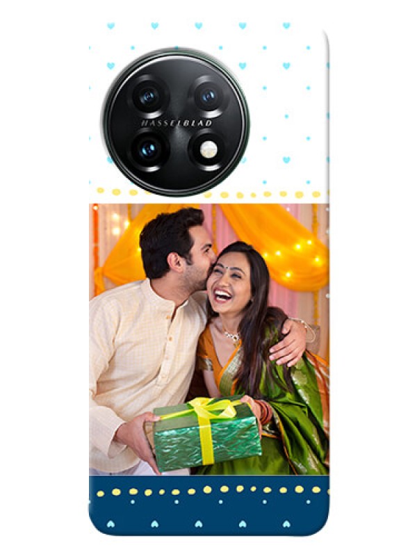 Custom OnePlus 11 5G Phone Covers: White and Blue Abstract Design