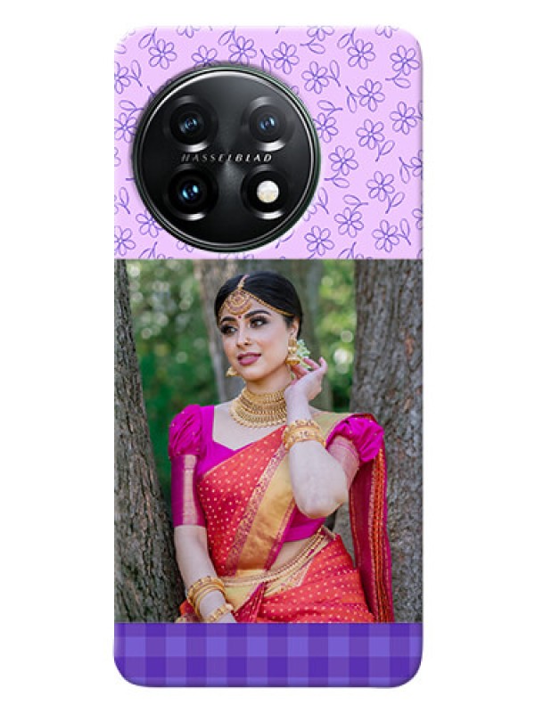 Custom OnePlus 11 5G Mobile Cases: Purple Floral Design