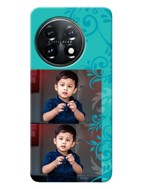 Custom OnePlus 11 5G Mobile Cases with Photo and Green Floral Design 