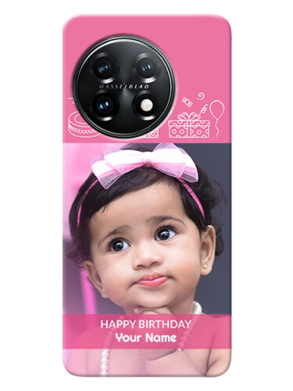 Custom OnePlus 11 5G Custom Mobile Cover with Birthday Line Art Design