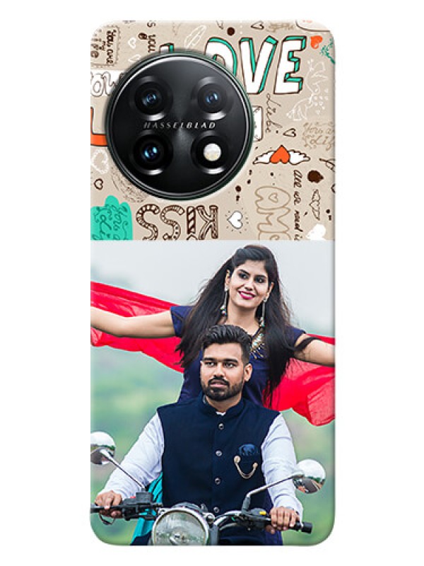 Custom OnePlus 11 5G Personalised mobile covers: Love Doodle Pattern 