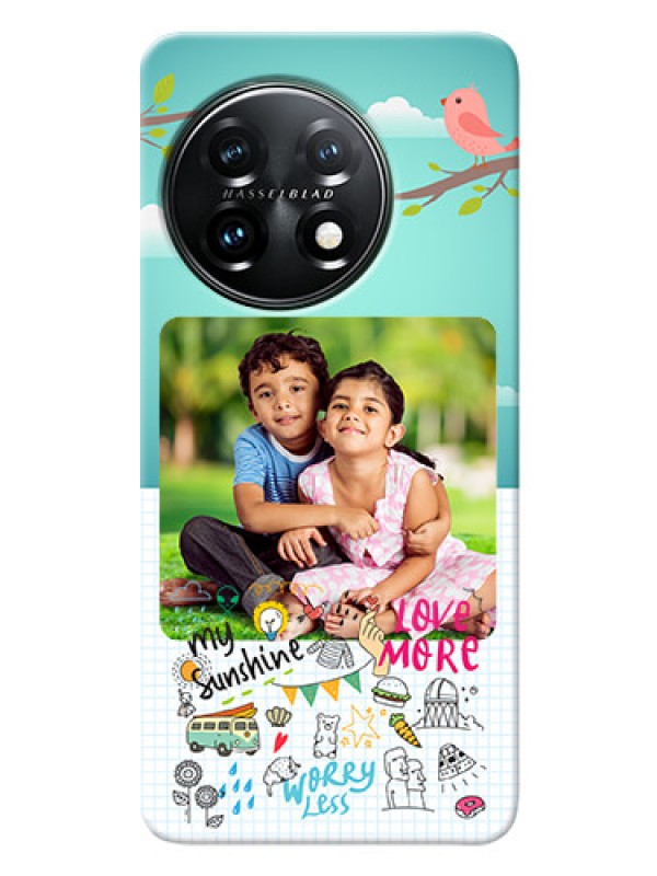 Custom OnePlus 11 5G phone cases online: Doodle love Design