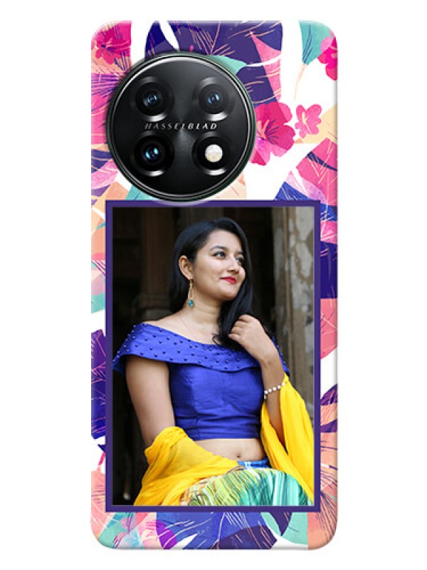 Custom OnePlus 11 5G Personalised Phone Cases: Abstract Floral Design