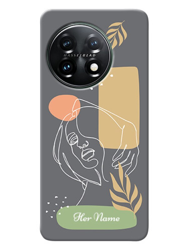 Custom OnePlus 11 5G Phone Back Covers: Gazing Woman line art Design