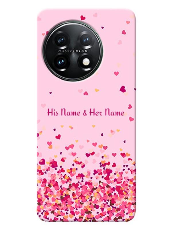 Custom OnePlus 11 5G Phone Back Covers: Floating Hearts Design