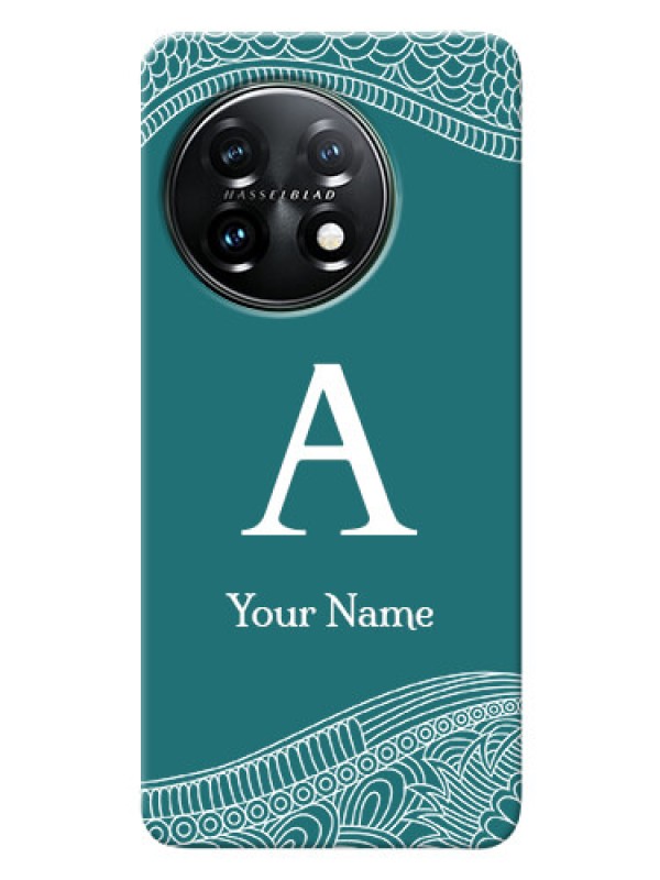 Custom OnePlus 11 5G Mobile Back Covers: line art pattern with custom name Design