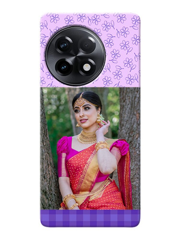 Custom OnePlus 11R 5G Mobile Cases: Purple Floral Design