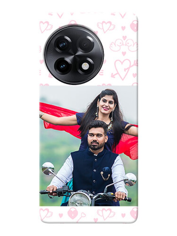 Custom OnePlus 11R 5G personalized phone covers: Pink Flying Heart Design