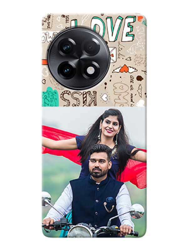 Custom OnePlus 11R 5G Personalised mobile covers: Love Doodle Pattern 