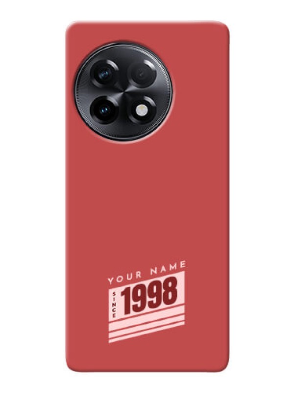 Custom OnePlus 11R 5G Phone Back Covers: Red custom year of birth Design