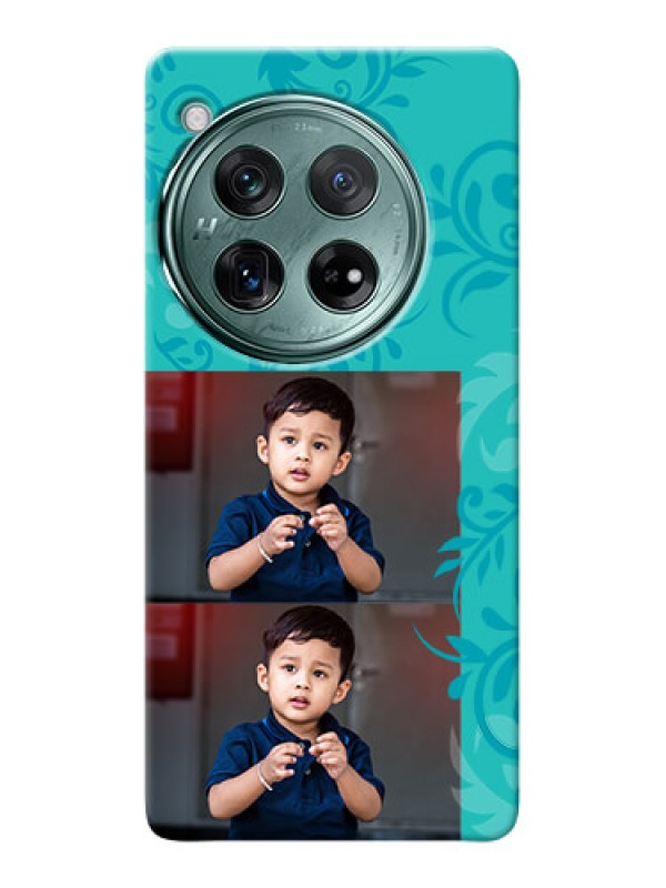 Custom OnePlus 12 5G Mobile Cases with Photo and Green Floral Design