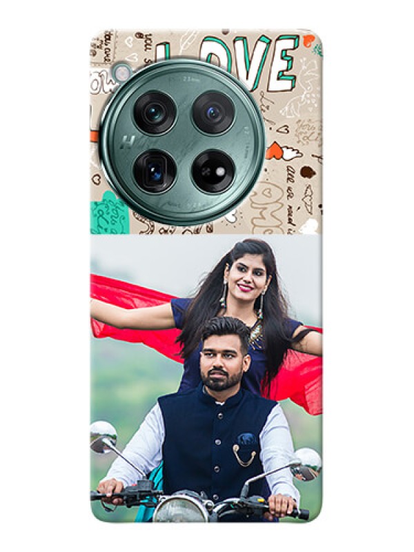 Custom OnePlus 12 5G Personalised mobile covers: Love Doodle Pattern