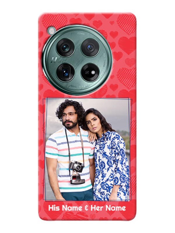 Custom OnePlus 12 5G Mobile Back Covers: with Red Heart Symbols Design