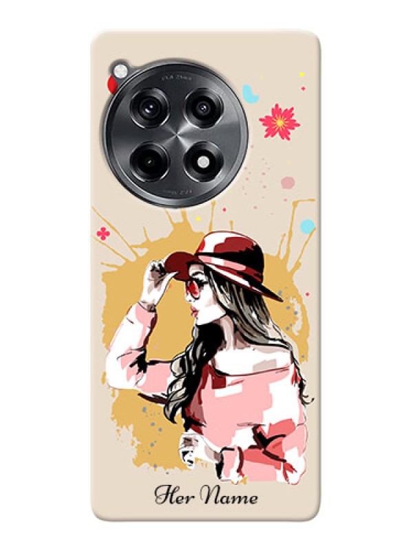 Custom OnePlus 12R 5G Photo Printing on Case with Women with pink hat Design