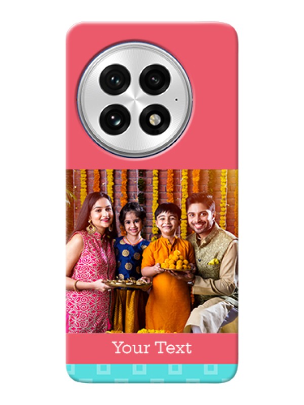 Custom OnePlus 13 5G Custom Hard Phone Case - Peach & Blue Color Design