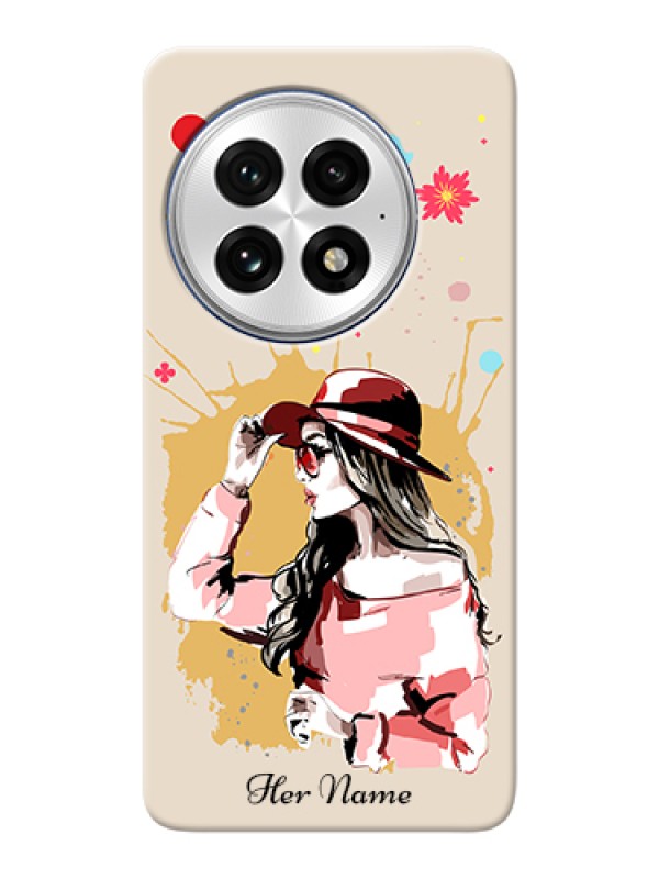 Custom OnePlus 13 5G Custom Hard Phone Case - Women With Pink Hat Design