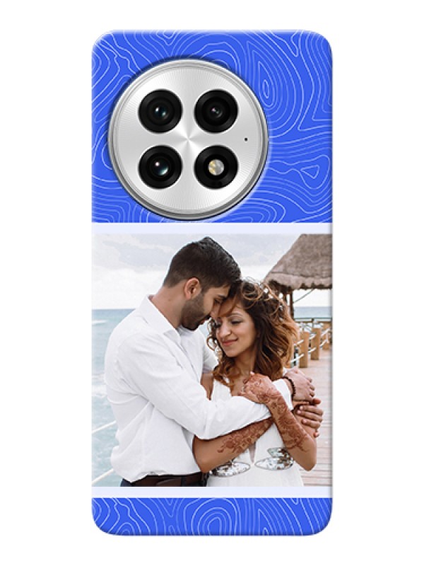 Custom OnePlus 13 5G Custom Hard Phone Case - Curved Line Art With Blue And White Design