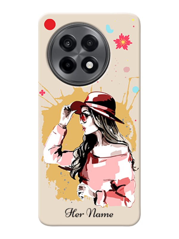 Custom OnePlus 13R 5G Custom Hard Phone Case - Women With Pink Hat Design